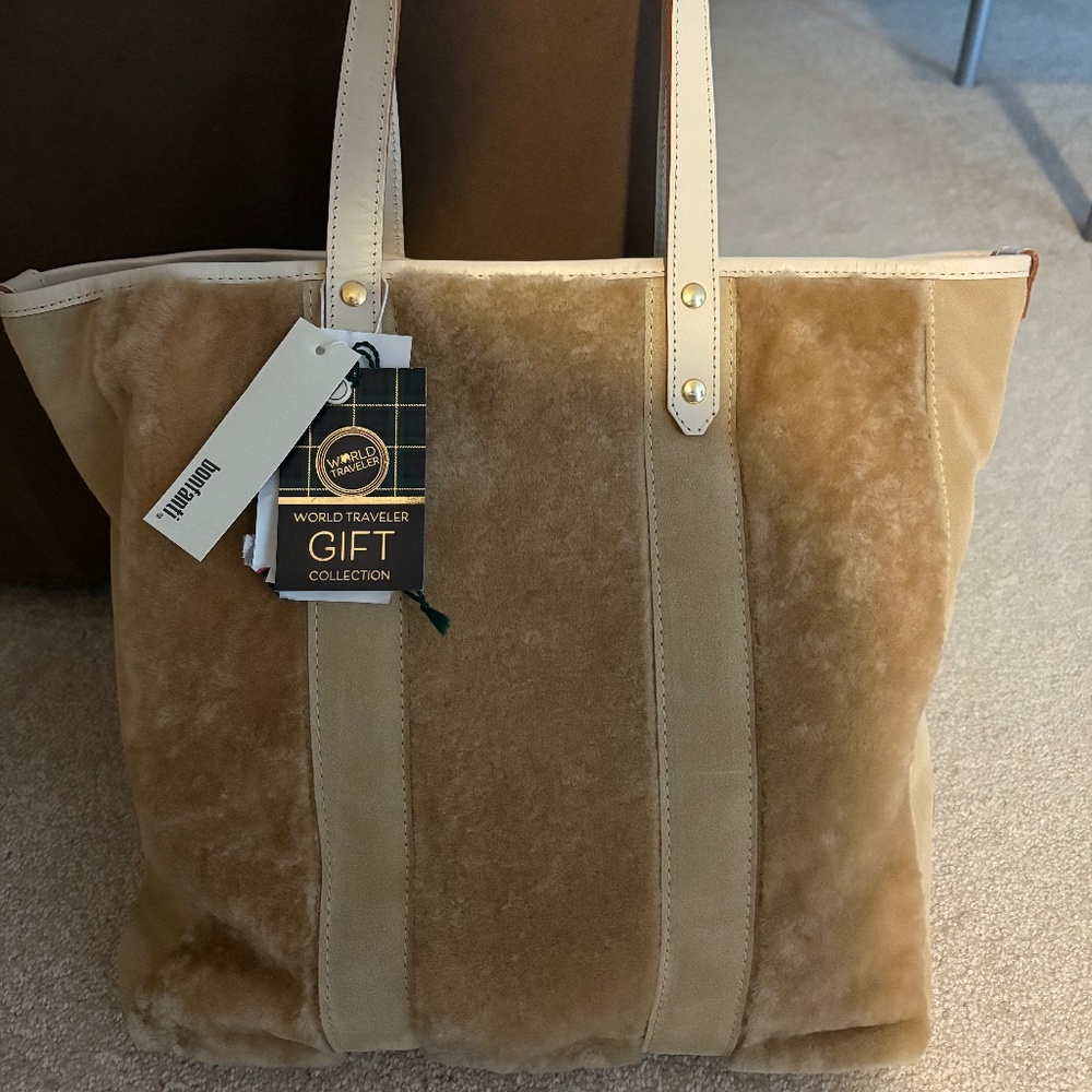 bonfanti sheepskin & leather tote bag